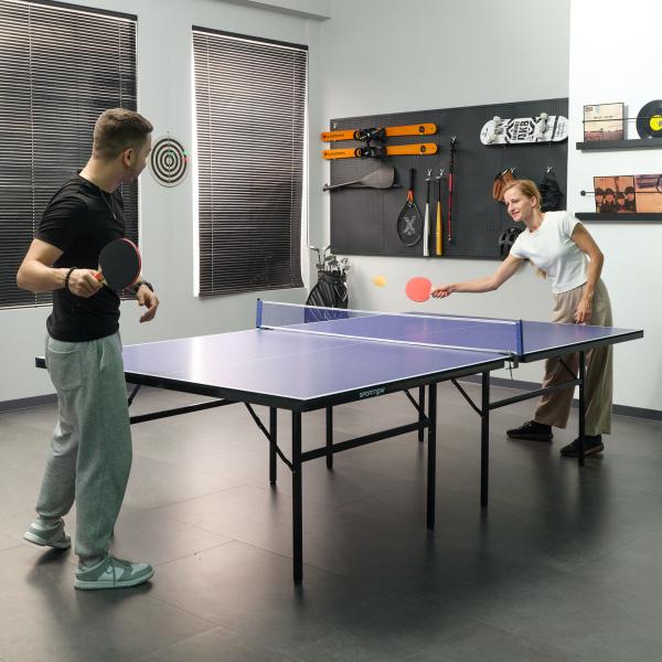 Mesa Dobrável de Ping Pong com Rede 152,5x274x76cm Tênis de Mesa e Material em Aço e MDF na cor Azul