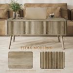 Mesa de Centro Elevatória com Compartimentos Ocultos de Armazenamento e Pés de Pinho 91x56x43 cm Carvalho