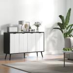 Aparador de 4 Portas Aparador de Sala com Prateleiras Ajustáveis e Pés de Madeira para Cozinha Branco e Preto 120x35x77,4 cm