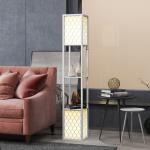 Candeeiro de Pé de Madeira com Estantes Lâmpada E27 Máx. 40W com Interruptor 26x26x156 cm Branco