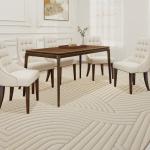 Tapete Sala de Estar 160x120 cm Tapete Pelo Curto Estilo Moderno Base Antiderrapante Tecida à Máquina Creme