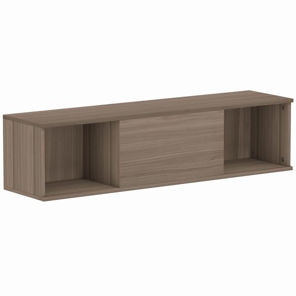 Armário de Parede Móvel para TV Suspenso com 2 Compartimentos Abertos e Porta Rebatível 120x30x29,5 cm Marrom Escuro