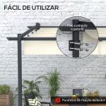 Pérgola de Parede 3x3 m Pérgola de Jardim com Teto Retrátil de Poliéster e Estrutura de Aço Creme e Cinza Escuro