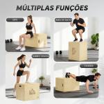 Caixa Pliometria de Madeira Caixa de Saltos com 2 Alças Recortadas Carga Máxima 120 kg 61x51x73 cm Madeira