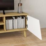 Móvel de TV com 2 Portas e 2 Estantes para Televisores de até 65 Polegadas 150x30x42 cm Madeira e Branco