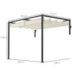Pérgola de Parede 297x211x220 cm Pérgola de Jardim com Teto Retrátil e Estrutura de Aço Pérgola Creme