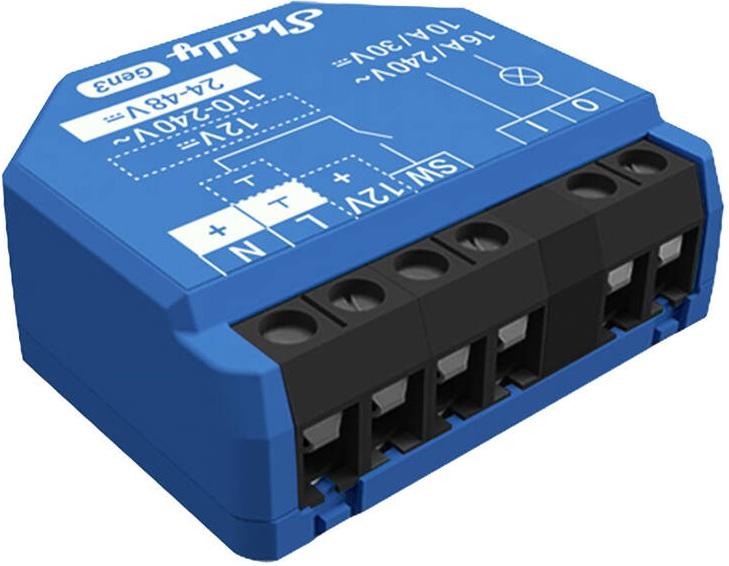 Módulo Interruptor p/ Automação Wi - Fi/Bluetooh 110/240VAC 24 - 48VDC 16A - Shelly 1 Gen3