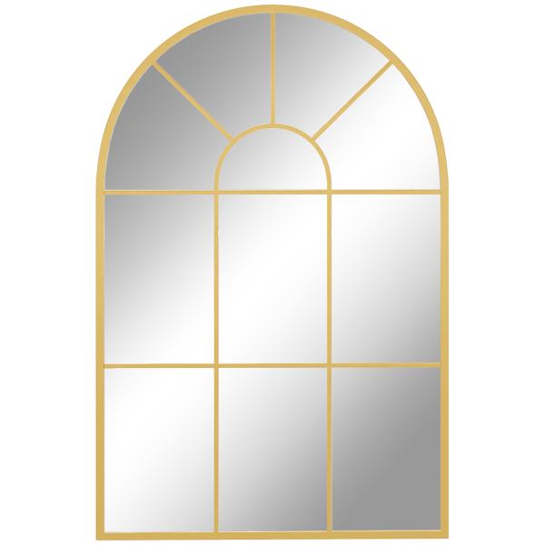 Espelho Decorativo de Parede 60x91 cm Espelho em Forma de Arco de Metal Estilo Moderno Dourado