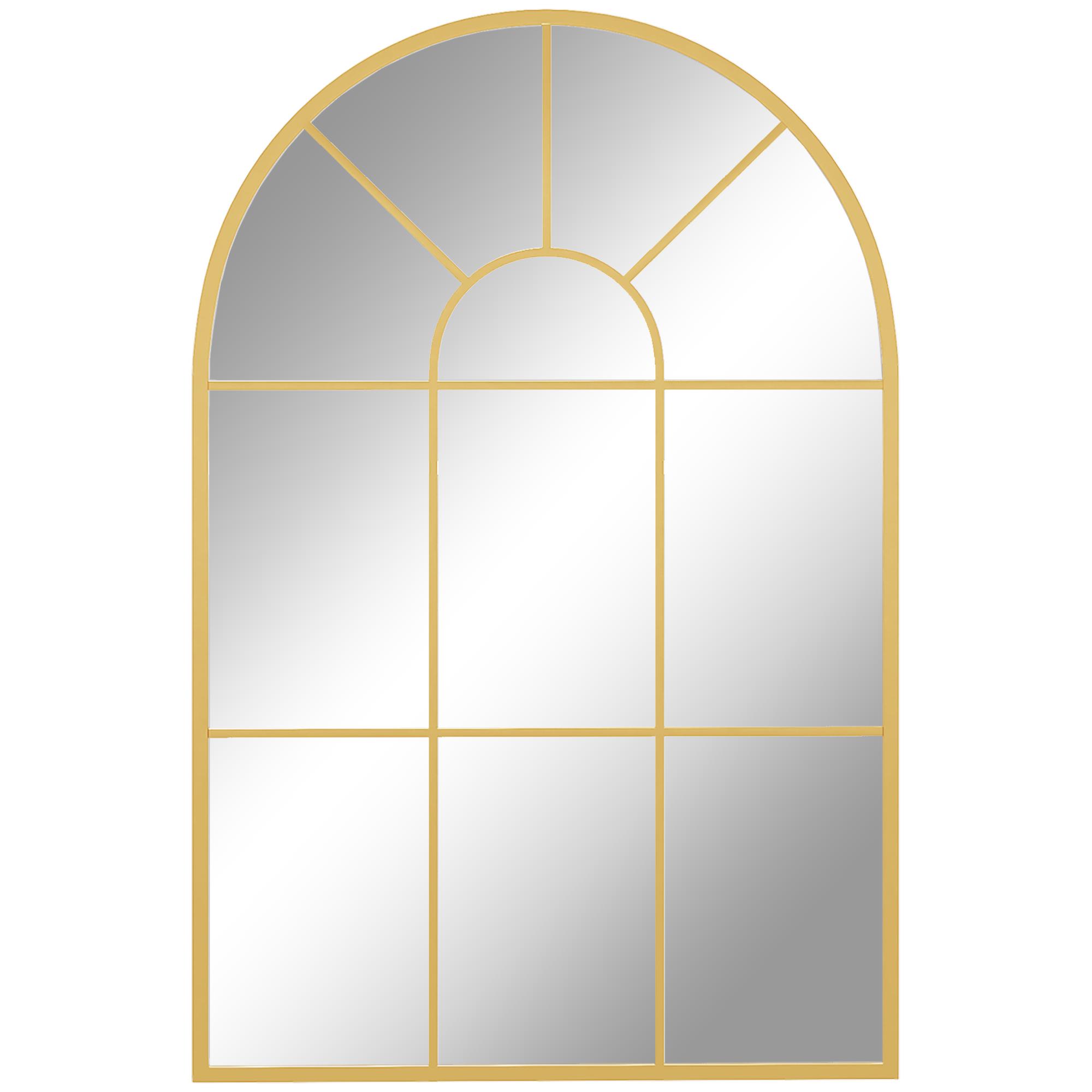 Espelho Decorativo de Parede 60x91 cm Espelho em Forma de Arco de Metal Estilo Moderno Dourado