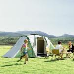 Tenda de Campismo Familiar para 4 - 6 Pessoas com 2 Dormitórios Impermeável 3000 mm com Bolsa 555x225x190 cm Cinza e Verde