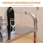 Carrinho de Cozinha Polivalente Carrinho de Apoio com Rodinhas, Prateleiras Ilha de Cozinha 3 Níveis de Carga 50kg Aço Inoxidável