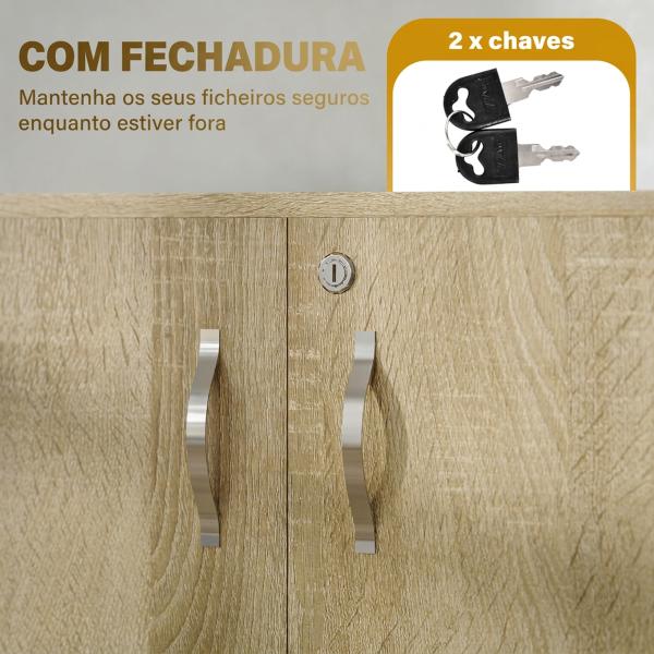 Armário Arquivador de Escritório com 2 Portas, Fechadura e Prateleira 80x40x80 cm Carvalho