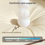 Sofá de 3 Lugares Sofá de Sala Moderno 190x85x80 cm Estofado em Couro Sintético com Bolso Lateral e 2 Almofadas Bege