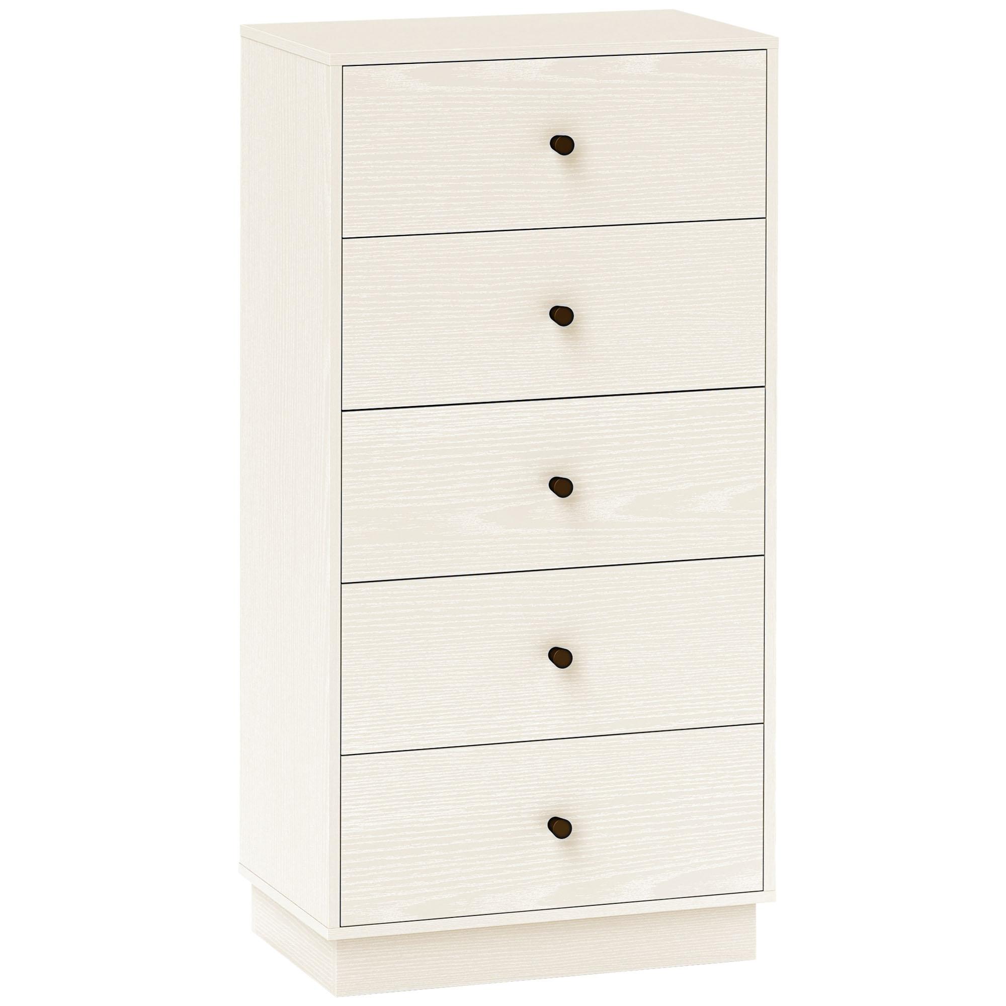 Cómoda com 5 Gavetas Cómoda de Quarto Estreita com Anti - Tombo Gaveteiro Alto para Sala de Estar Corredor 47x29x95 cm Branco