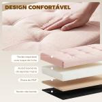 Puff de Arrumação Banco Dobrável 84 L 76x38x38 cm Estofado em Linho Sintético, Baú de Arrumação Rosa