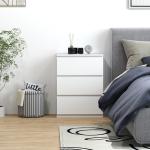 Cómoda com 3 Gavetas de Madeira Cómoda de Dormitório Cómoda Branca Estilo Moderno 55x34x75 cm Branco Brilhante