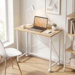 Secretária Dobrável com Rodas Mesa de Secretária Compacta Portátil para Espaços Pequenos 80x40x75 cm Madeira e Branco