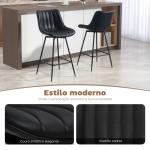 Conjunto de 2 Bancos de Bar Giratórios com Encosto Curvado e Apoio para os Pés Estofados em PU 47x54,5x97,5 cm Preto