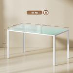 Mesa de Refeição de Vidro Mesa Retangular para 6 Pessoas com Pés de Metal 140x80x75 cm Branco