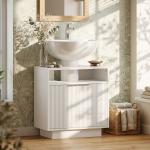 Móvel para Lavatório Pousar com 2 Portas Canaladas para Lavatório com ou sem Pedestal 60x33x63 cm Branco