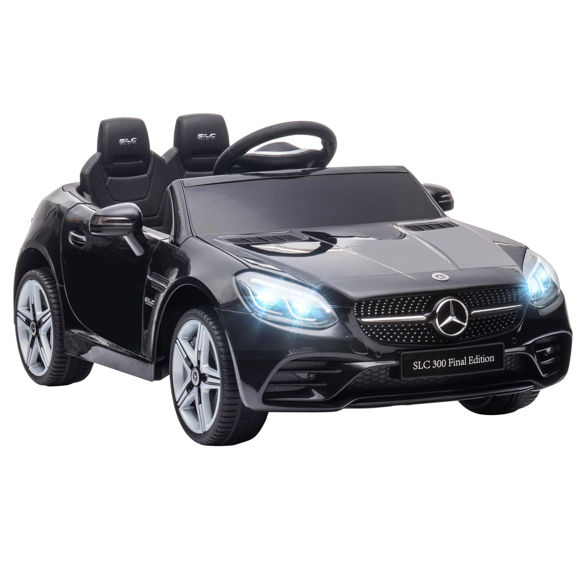 Carro Elétrico Mercedes SLC 300 12V com Controlo Remoto Faróis LED Música TF USB e Abertura da Porta 3 - 5km/h 107x62,5x44 cm Preto