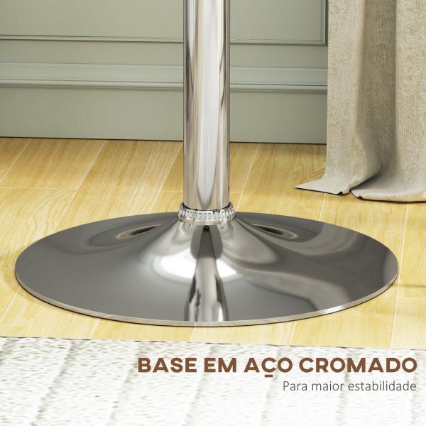 Mesa de Bar com Altura Ajustável Giratória 360° com Base Redonda Mesa Alta Moderna para Cozinha Ø63x67 - 93 cm Branco