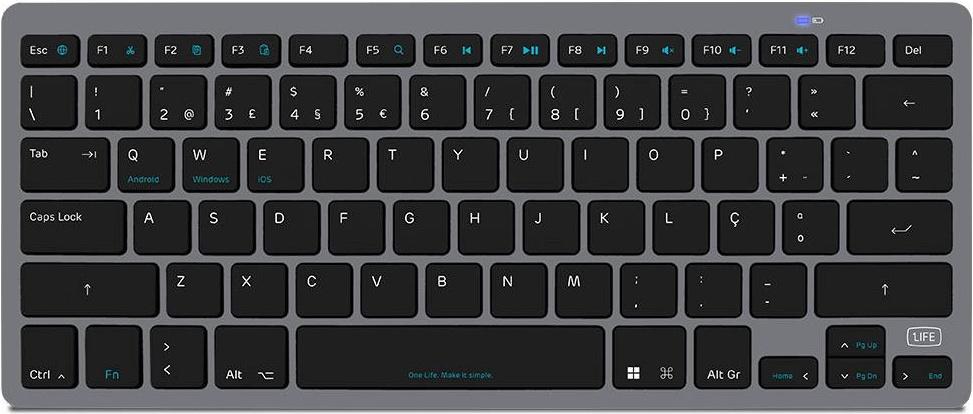 Teclado Slim Multi - Device Bluetooth PT (Preto) - 1LIFE