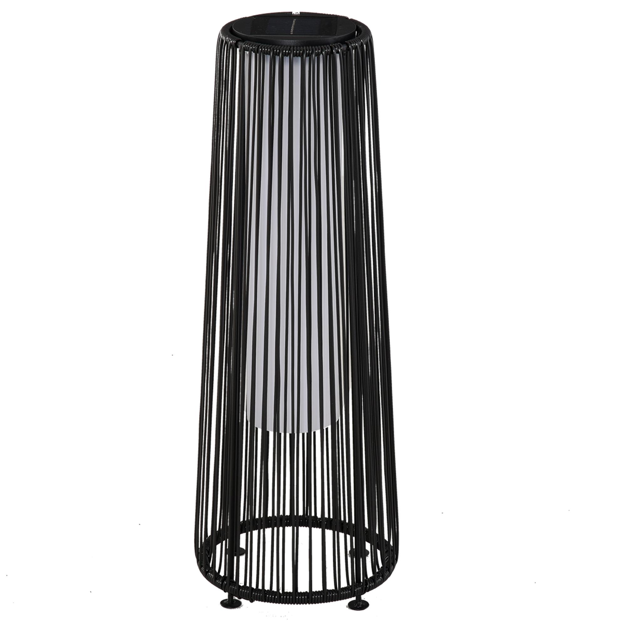 Candeeiro Solar de Vime de Energia Solar com LED 1,5 W Interruptor de Controle Automático de Luz Ø21,5x61cm Preto