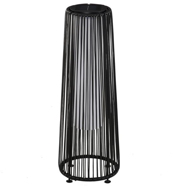 Candeeiro Solar de Vime de Energia Solar com LED 1,5 W Interruptor de Controle Automático de Luz Ø21,5x61cm Preto