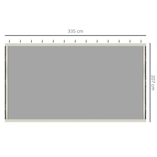 4 painéis laterais 335x207 cm para tenda de jardim com mosquiteira zíperes e anéis preto