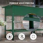Horta Vertical Elevada de Metal Horta Vertical com Rodas Alça Lateral e Prateleira Inferior para Cultivo 109x44x80 cm Verde