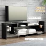 Móvel de TV Moderno Móvel para Televisores 153,6x25x42cm e Prateleira de Parede 150x14,5x16,3 cm Preto