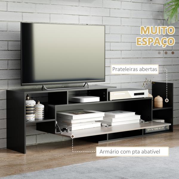 Móvel de TV Moderno Móvel para Televisores 153,6x25x42cm e Prateleira de Parede 150x14,5x16,3 cm Preto