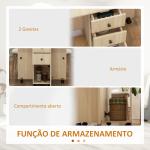 Mesa de Jantar Dobrável com Rodas Mesa Abatível com 2 Gavetas e Armário Mesa Auxiliar Multifuncional 120x60x76,5 cm Madeira