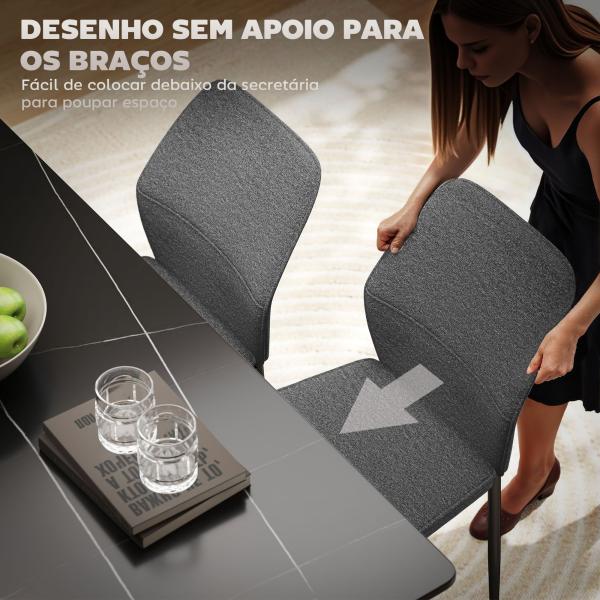 Conjunto de 2 Cadeiras de Jantar Modernas Cadeiras de Cozinha com Assento Acolchoado e Estofado Encosto Curvo 45x57x86 cm Cinzento