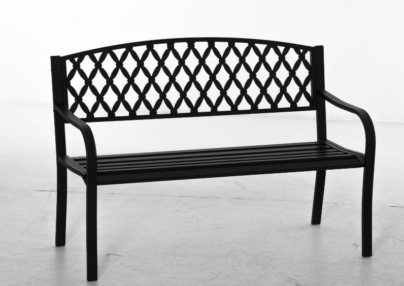 Banco de Jardim de 2 Lugares com Encosto Decorativo e Apoio para os Braços para Terraço Varanda Pátio Exterior Carga 280kg Ferro Fundido e Aço 128x58,5x89cm Preto