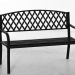 Banco de Jardim de 2 Lugares com Encosto Decorativo e Apoio para os Braços para Terraço Varanda Pátio Exterior Carga 280kg Ferro Fundido e Aço 128x58,5x89cm Preto