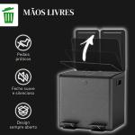 Caixote do Lixo de Cozinha em Aço Inoxidável com 2 Compartimentos 2x15L, Pedal, Tampas de Fecho Suave e Baldes Amovíveis - Preto