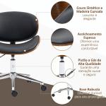 Cadeira de Escritório com Rodas Estofada em PU com Assento Largo e Curvado Altura Ajustável Preto