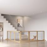 Barreira de Segurança para Cães de Madeira Dobrável para Cães Pequenos e Médios com 6 Painéis 432x36x70 cm Madeira
