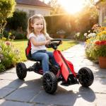 Kart a Pedais para Crianças com Assento Ajustável em 4 Posições, Travão de Mão e Rodas de EVA 100x58x58,5 cm Vermelho