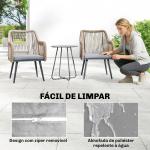 Conjunto de 2 Cadeiras de Jardim Exterior em Vime com Almofadas Apoios de Braço e Estrutura de Aço 54x65x80 cm Cinza