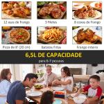 Fritadeira sem Óleo 6,5L 1700W Fritadeira de Ar Quente com 8 Programas Tela LED Tátil Temperatura Ajustável Temporizador e Cesta Antiaderente 36,5x29x33,8cm Preto