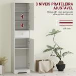 Coluna Casa de Banho com 2 Portas Arqueadas Gaveta e Prateleiras Ajustáveis Armário Alto Casa de Banho 40x29,5x170 cm Branco com Veios