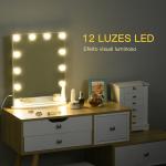 Espelho de maquiagem de Luzes LED Ajustável controle Tátil 41,5x13,5x51 Branco