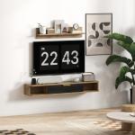 Móvel de TV Sala de Estar com Prateleira de Parede Armário Orifícios para Cabos para Televisão de Parede 120x24x16 cm Carvalho