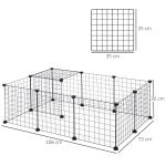 Recinto de Metal para Pequenos Animais de Estimação com 12 Painéis Desmontável DIY 106x73x36 cm Preto