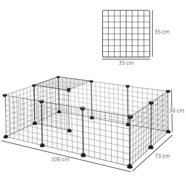 Recinto de Metal para Pequenos Animais de Estimação com 12 Painéis Desmontável DIY 106x73x36 cm Preto