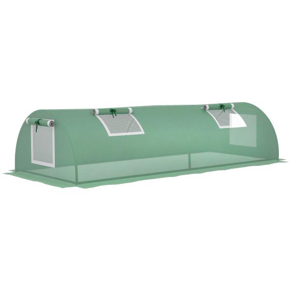 Mini Estufa para Cultivo de Plantas com 4 Janelas Estrutura em Aço e Cobertura de PE Anti - UV 200x80x45 cm Verde