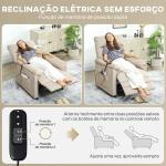 Poltrona Relax com Aquecimento Lombar e Massagem por Vibração Reclinável USB e Função de Memória 82x99x106 cm Bege